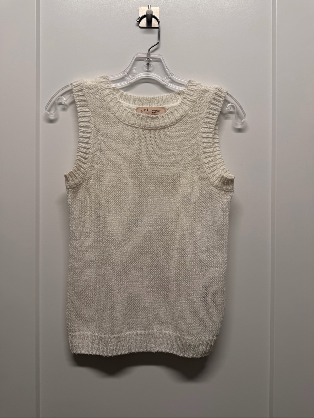 Philosophy Cream Knit Sleeveless Crewneck Sweater Tank